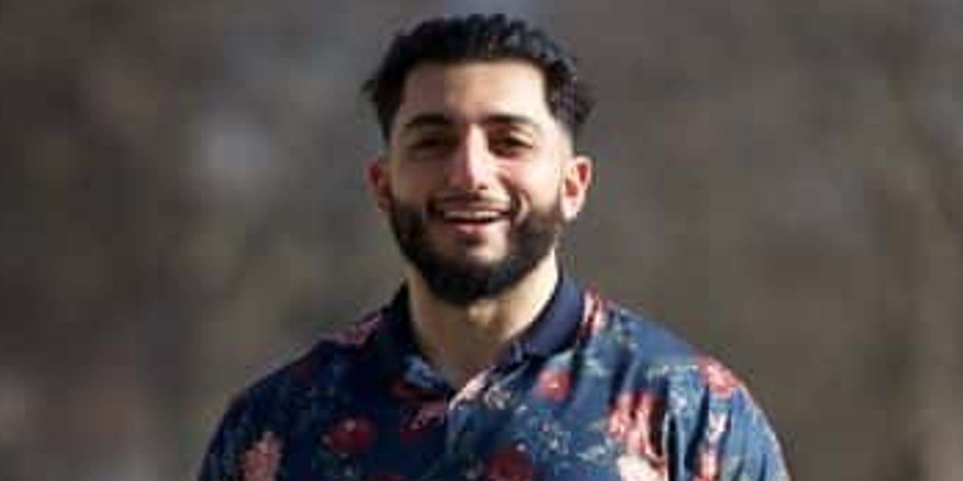 Khalid The Bachelorette smiling in printed shirt