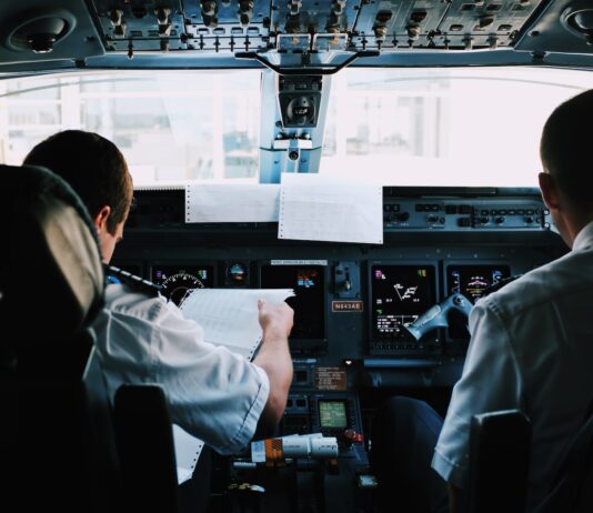 two men inside the plane